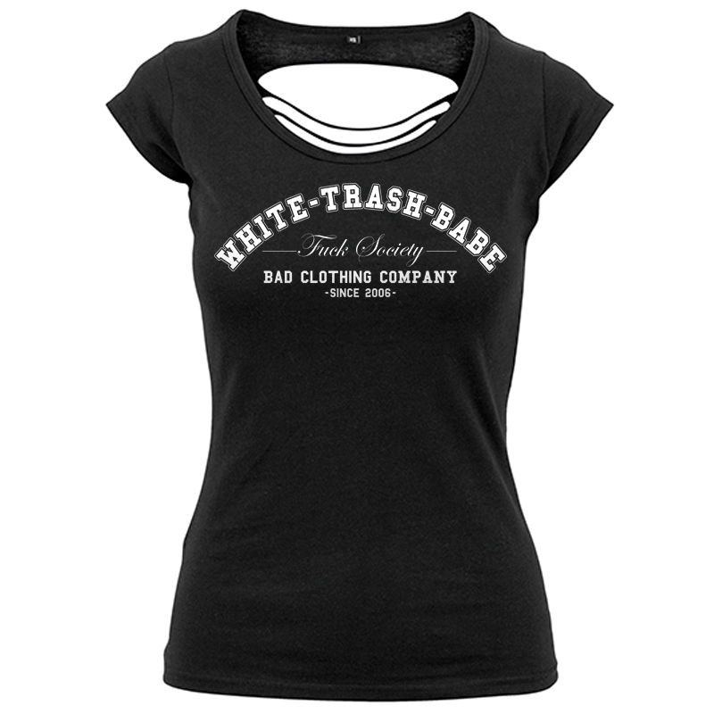 White Trash Babe - Fuck Society, Back Cut Tee, schwarz / black