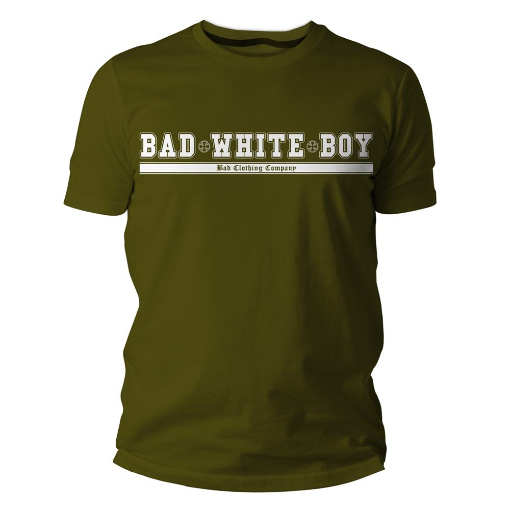 TS-BWB-Cross-oliv-front Bad White Boy - Crossed, T-Shirt oliv / olive
