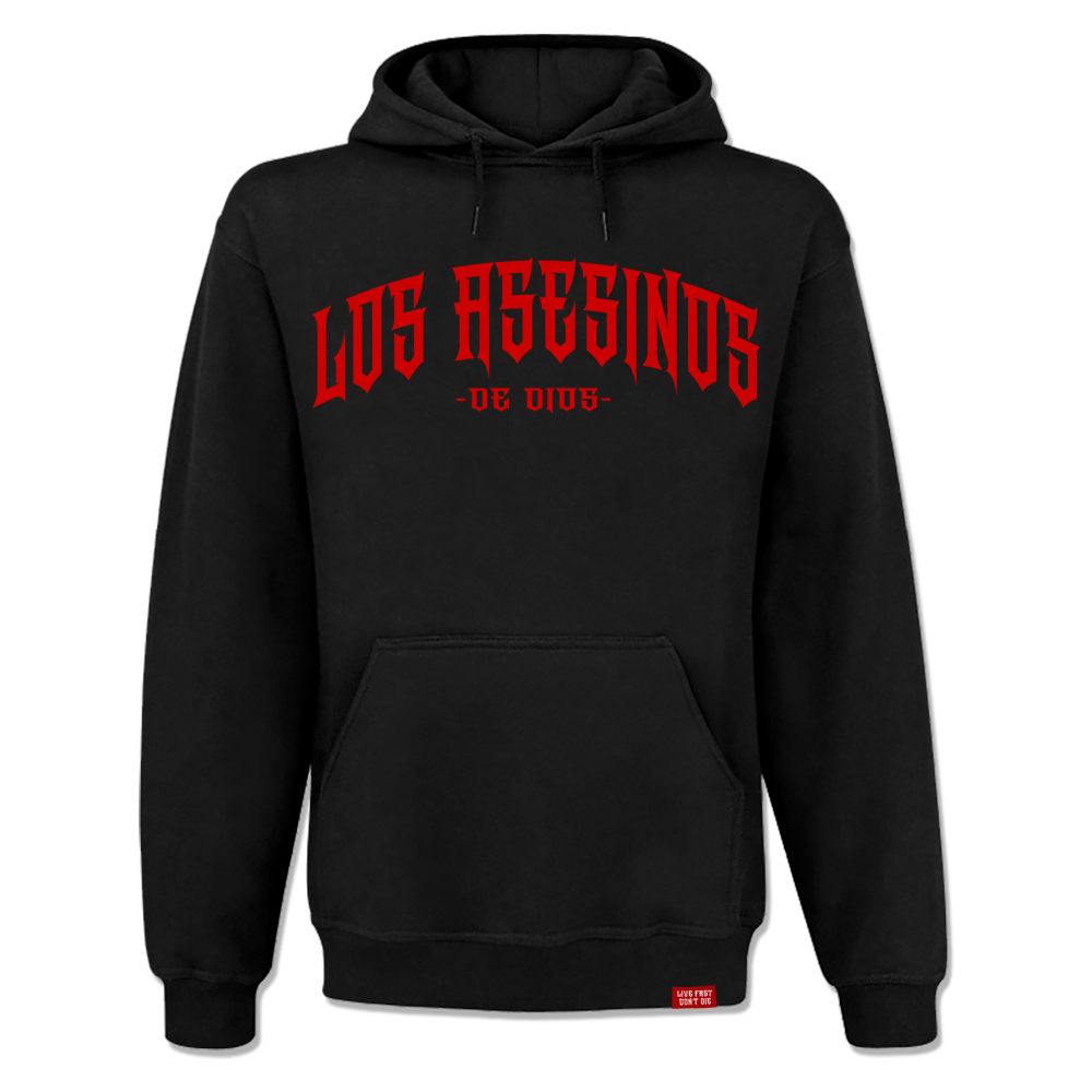Kapu-LADD-L-A-sw-front Los Asesinos De Dios - L.A., Kapu / Hooded Sweat schwarz
