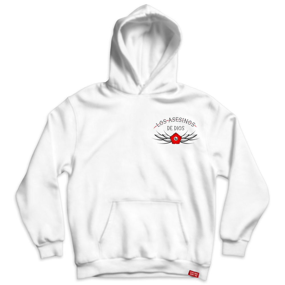 whitehoodie Los Asesinos De Dios - Trust No One, Kapu / Hooded Sweat Weiss